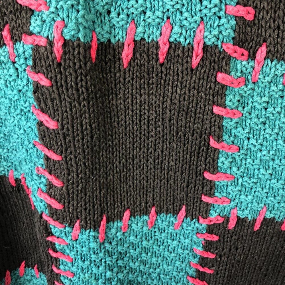 Vintage Cullinane Sweater Womens M Multicolor Floral Patchwork Chunky Knit Artsy - Picture 8 of 16